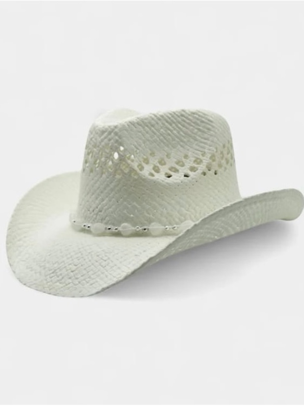 Peter Grimm White Straw Cowboy Hat with Bead Accent